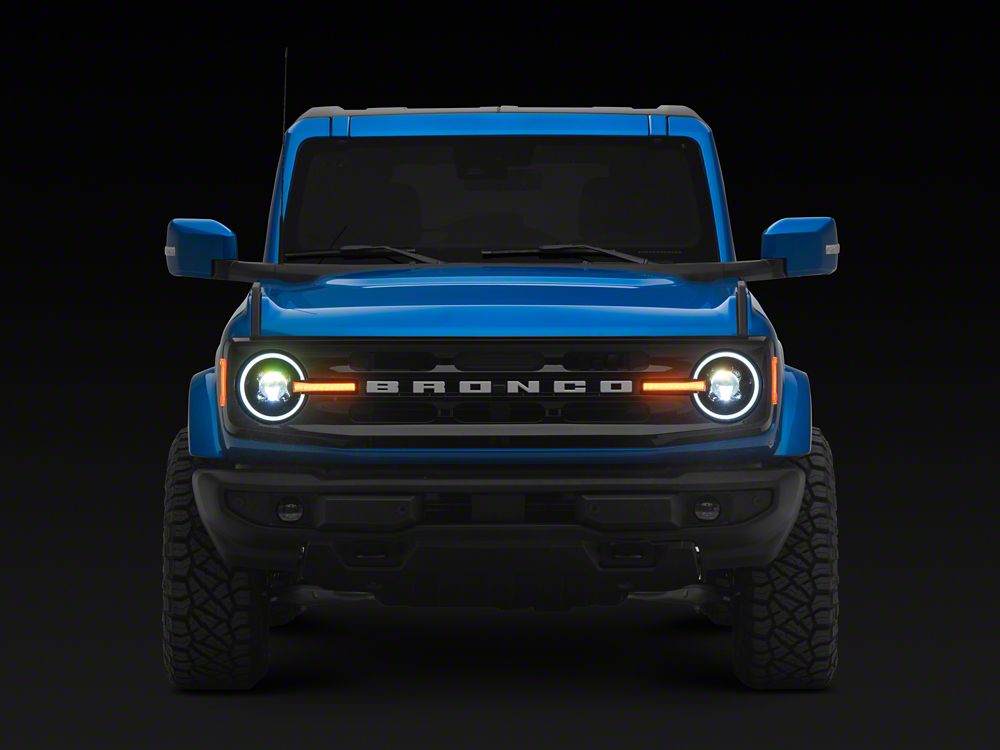 Raxiom LED Halo Headlights with White Backlight; Black Housing; Clear Lens (21-25 Bronco)