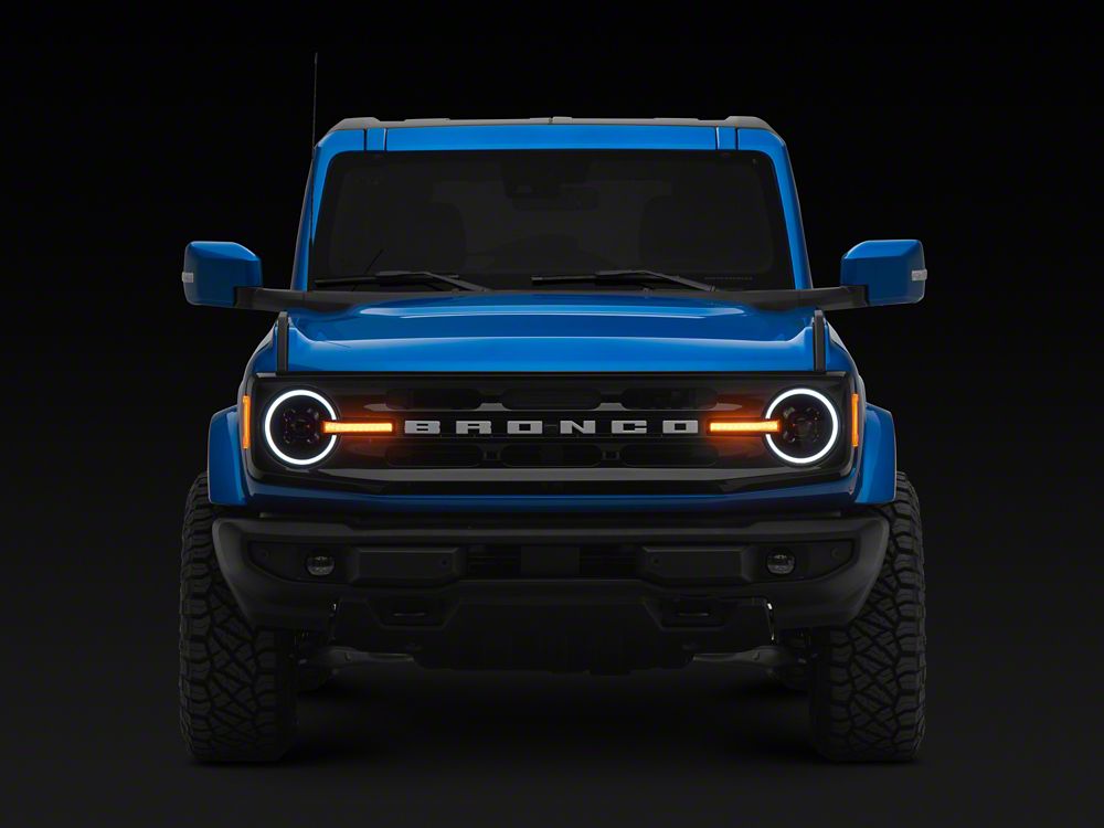 Raxiom LED Halo Headlights with White Backlight; Black Housing; Clear Lens (21-25 Bronco)