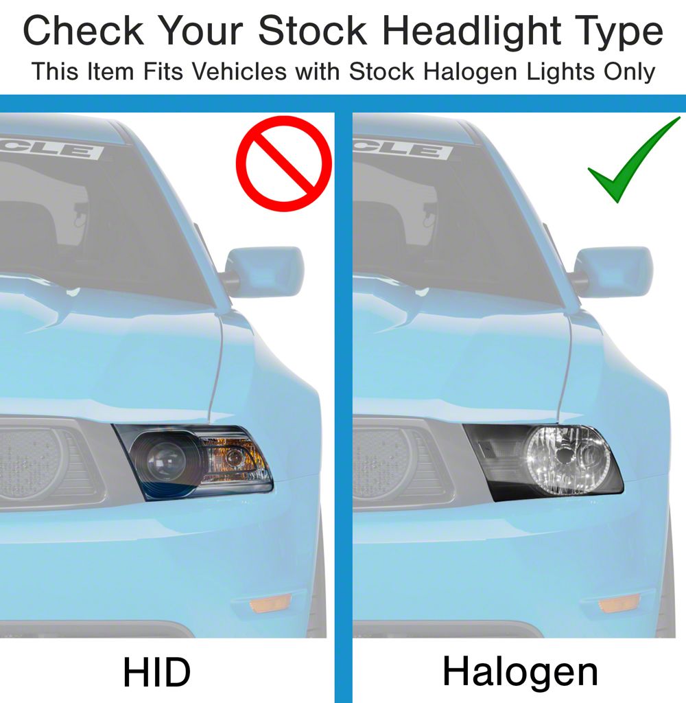 Raxiom Axial Series OEM Style Replacement Headlights; Black Housing with Chrome Accents; Clear Lens (10-12 Mustang w/ Factory Halogen Headlights)