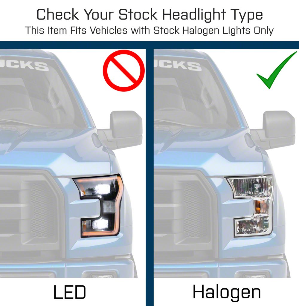 Raxiom Projector Headlights with LED Accent; Chrome Housing; Clear Lens (15-17 F-150 w/ Factory Halogen Headlights)