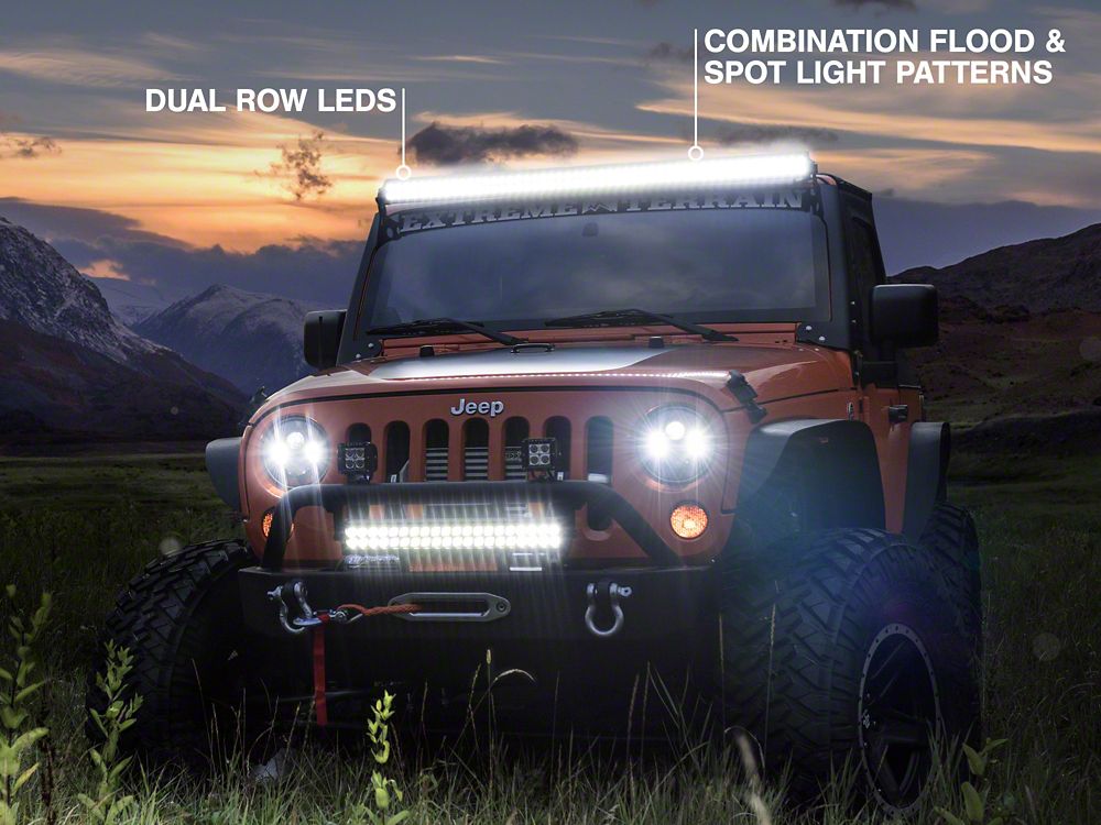 Raxiom 50-Inch Straight Dual Row LED Light Bar; Flood/Spot Combo Beam (07-18 Jeep Wrangler JK)