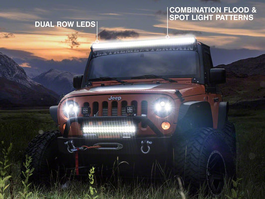 Raxiom 50-Inch Straight Dual Row LED Light Bar; Flood/Spot Combo Beam (07-18 Jeep Wrangler JK)