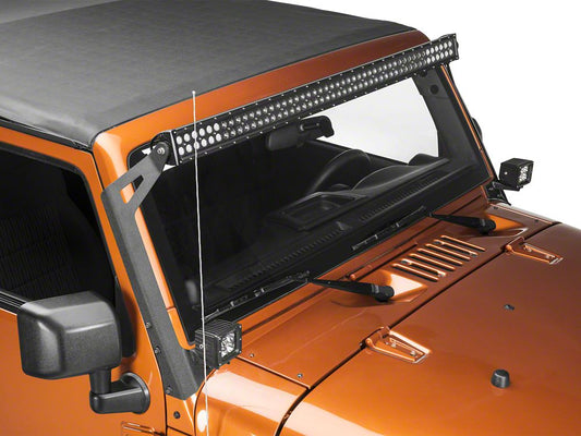Raxiom 50-Inch LED Light Bar Windshield Mount with Auxiliary Bracket (07-18 Jeep Wrangler JK)