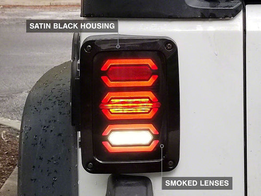 Raxiom LED Tail Lights; Black Housing; Smoked Lens (07-18 Jeep Wrangler JK)