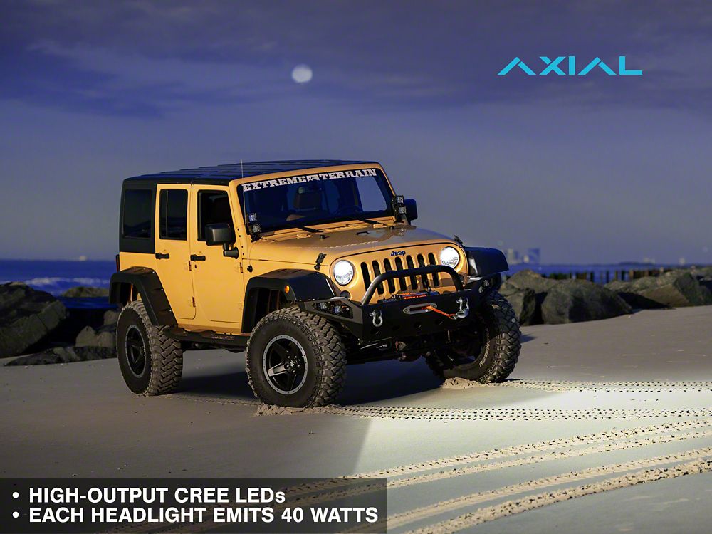 Raxiom Axial Series LED Headlights; Black Housing; Clear Lens (97-18 Jeep Wrangler TJ & JK)