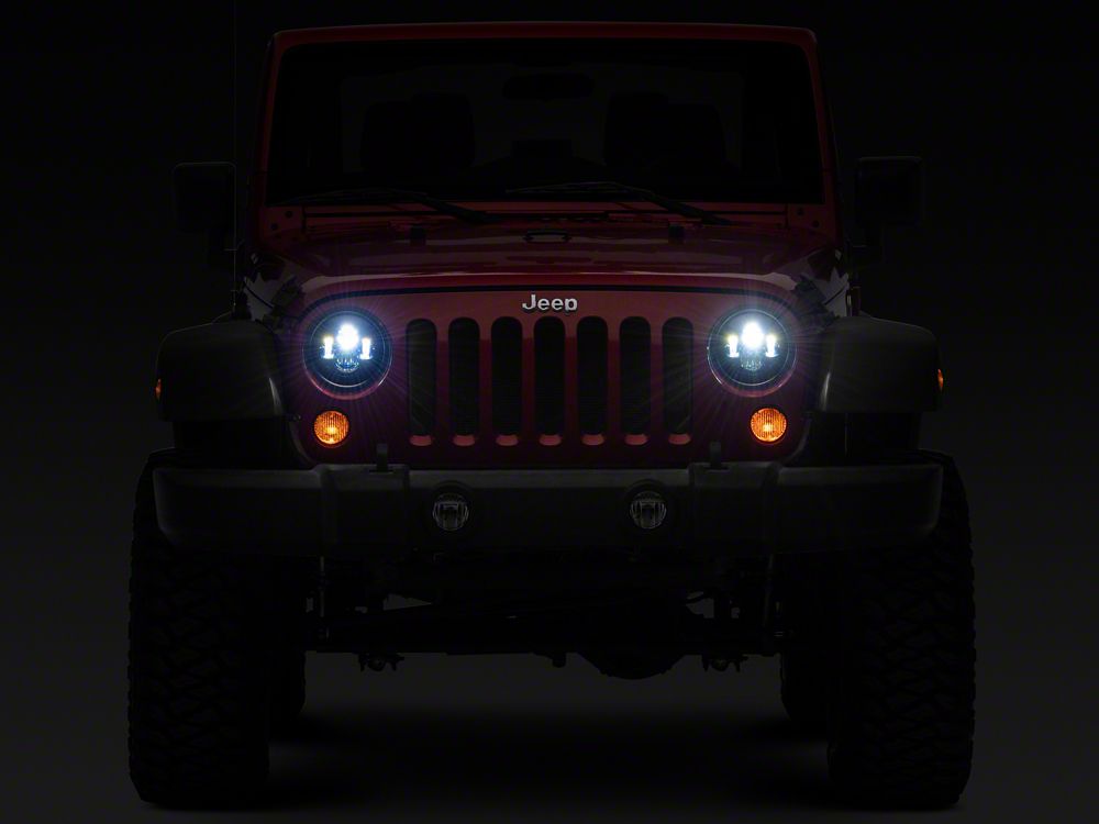 Raxiom Axial Series LED Daymaker Headlights; Black Housing; Clear Lens (97-18 Jeep Wrangler TJ & JK)