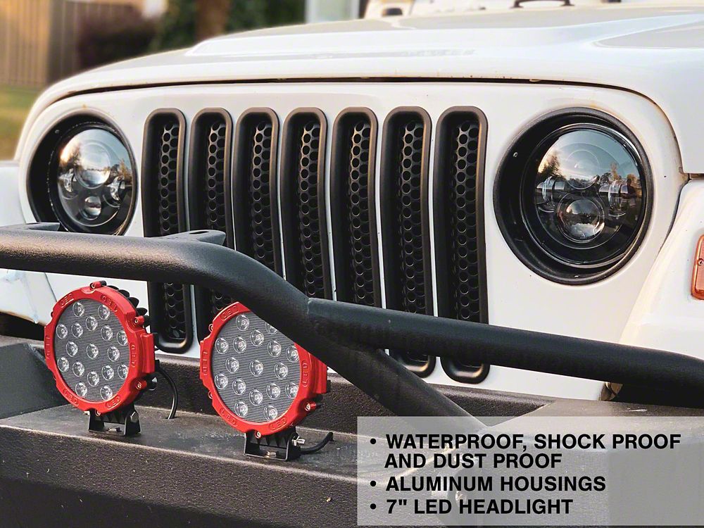 Raxiom Axial Series LED Daymaker Headlights; Black Housing; Clear Lens (97-18 Jeep Wrangler TJ & JK)