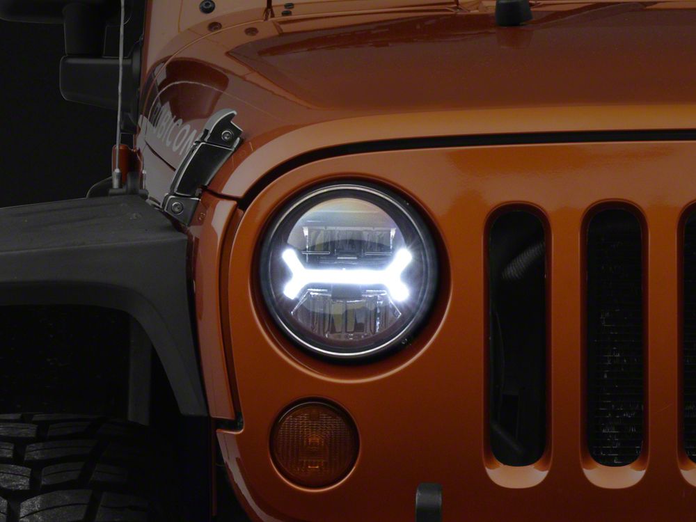 Raxiom LED Halo Headlights; Black Housing; Clear Lens (07-18 Jeep Wrangler JK)