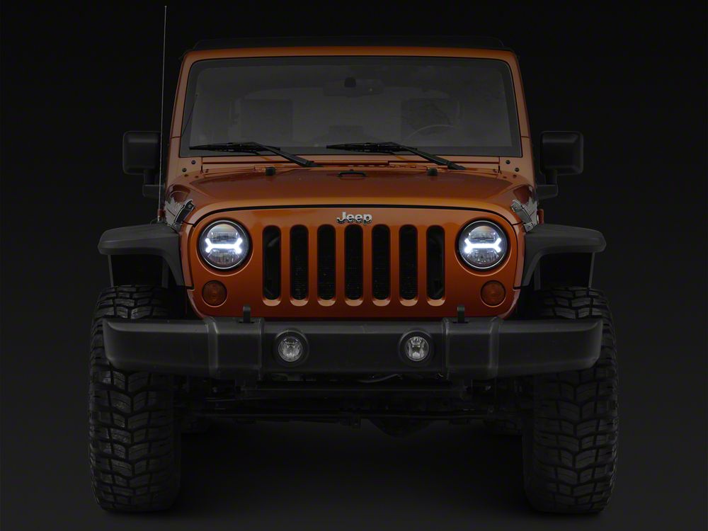 Raxiom LED Halo Headlights; Black Housing; Clear Lens (07-18 Jeep Wrangler JK)