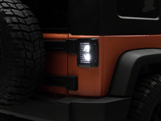 Raxiom Axial Series Vision LED Tail Lights; Black Housing; Clear Lens (07-18 Jeep Wrangler JK)