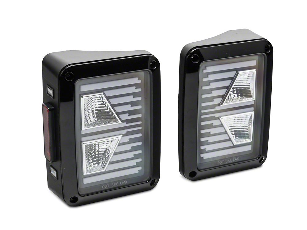 Raxiom Axial Series Vision LED Tail Lights; Black Housing; Clear Lens (07-18 Jeep Wrangler JK)