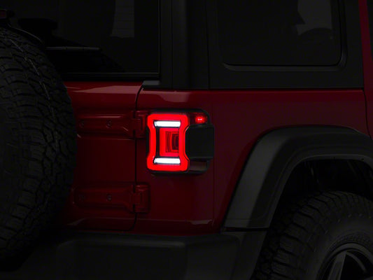 Raxiom Horizon LED Tail Lights; Black Housing; Red Lens (18-25 Jeep Wrangler JL)