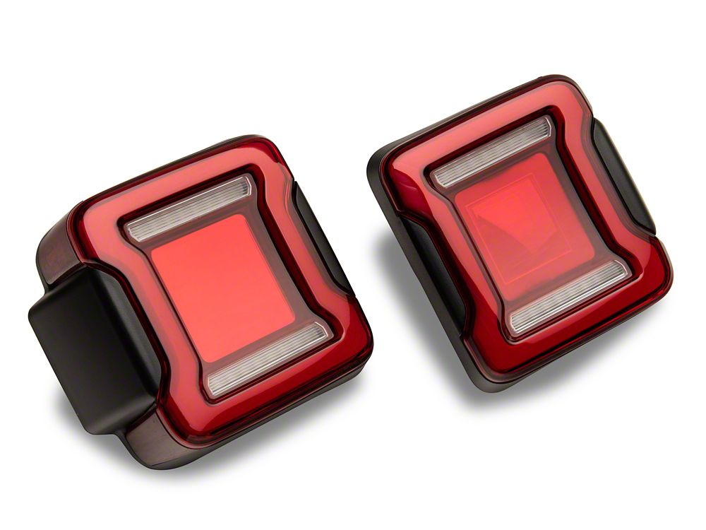 Raxiom Horizon LED Tail Lights; Black Housing; Red Lens (18-25 Jeep Wrangler JL)