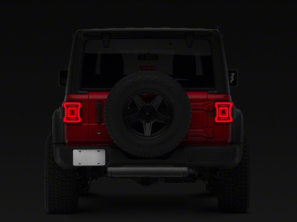 Raxiom Horizon LED Tail Lights; Black Housing; Red Lens (18-25 Jeep Wrangler JL)