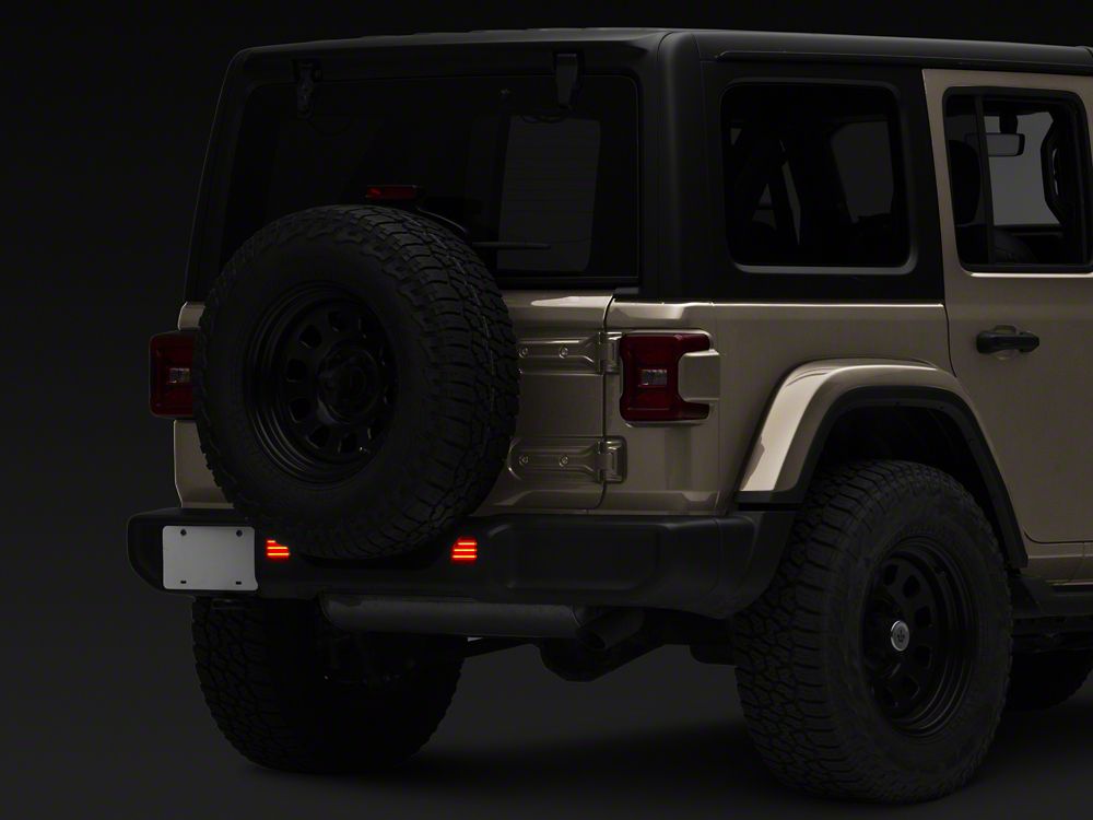 Raxiom Axial Series LED Rear Bumper Reflector Lights; Smoked (18-25 Jeep Wrangler JL Moab, Rubicon, Sahara)