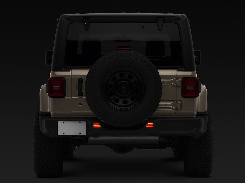 Raxiom Axial Series LED Rear Bumper Reflector Lights; Smoked (18-25 Jeep Wrangler JL Moab, Rubicon, Sahara)