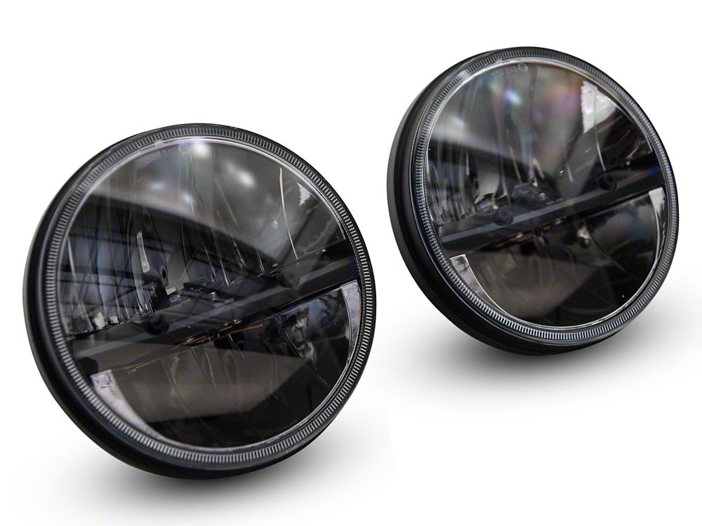 Raxiom Axial Series 7-Inch LED Headlights with Headlight Adapter; Black Housing; Clear Lens (18-25 Jeep Wrangler JL)