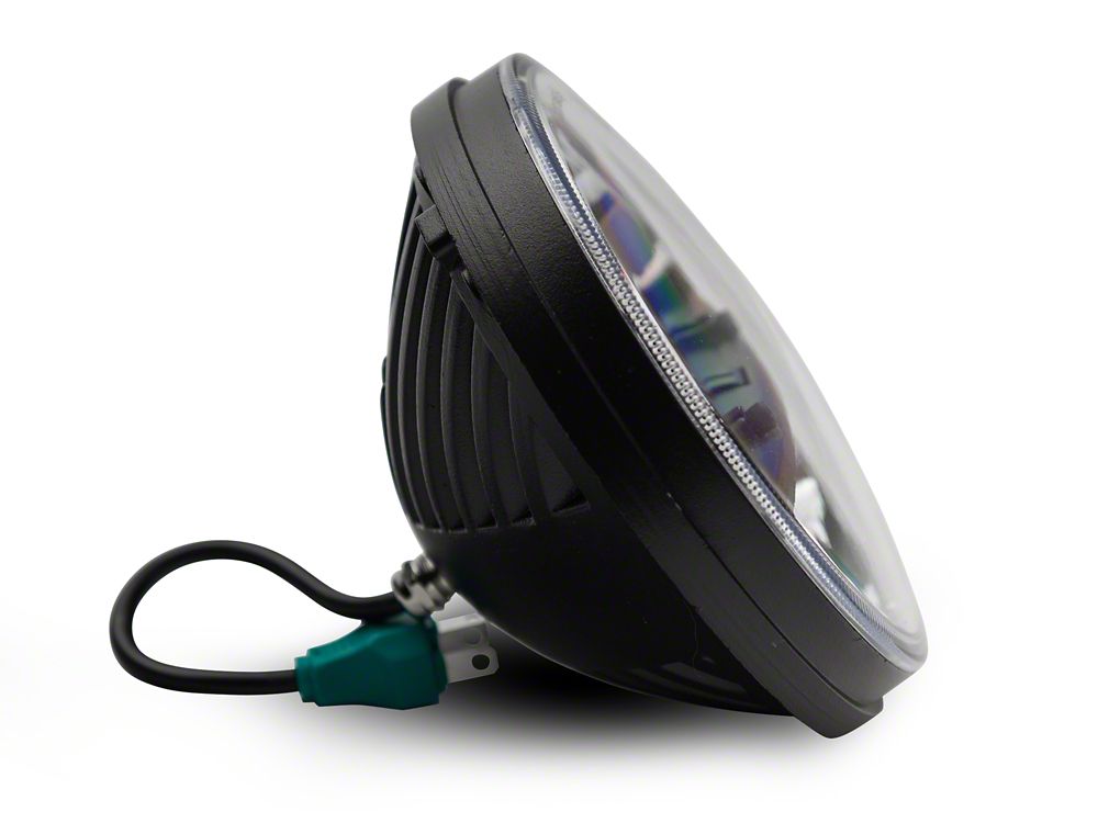 Raxiom Axial Series 7-Inch LED Headlights with Headlight Adapter; Black Housing; Clear Lens (18-25 Jeep Wrangler JL)