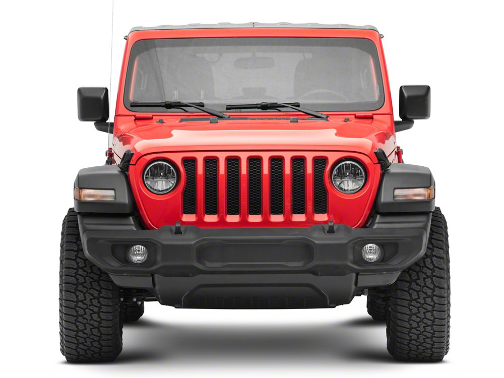 Raxiom Axial Series 7-Inch LED Headlights with Headlight Adapter; Black Housing; Clear Lens (18-25 Jeep Wrangler JL)