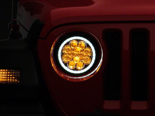 Raxiom Axial Series 7-Inch Spider LED Headlights with Headlight Adapter; Chrome Housing; Clear Lens (18-25 Jeep Wrangler JL)