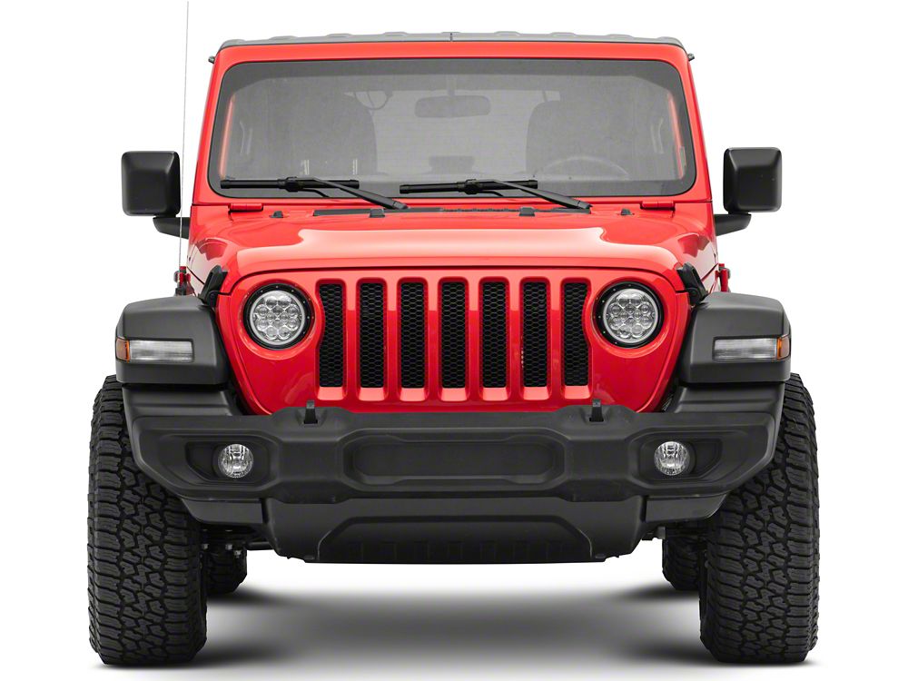 Raxiom Axial Series 7-Inch Spider LED Headlights with Headlight Adapter; Chrome Housing; Clear Lens (18-25 Jeep Wrangler JL)