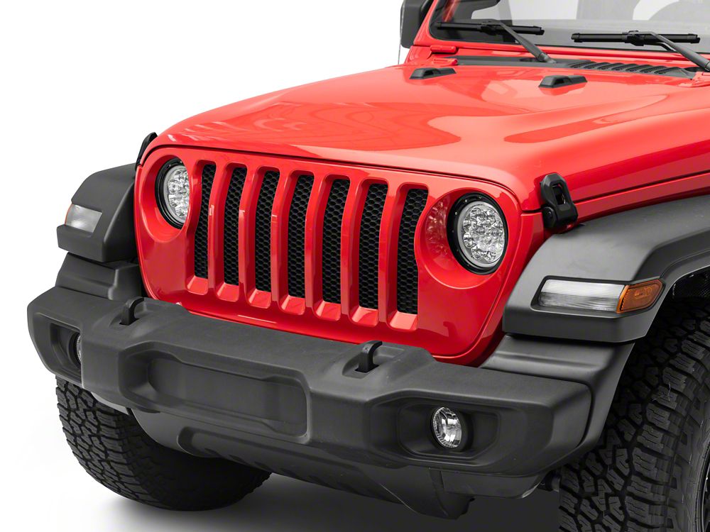 Raxiom Axial Series 7-Inch Spider LED Headlights with Headlight Adapter; Chrome Housing; Clear Lens (18-25 Jeep Wrangler JL)