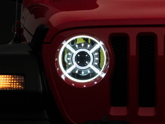 Raxiom 9-Inch LED Headlights with DRL and Halo; Black Housing; Clear Lens (18-25 Jeep Wrangler JL)