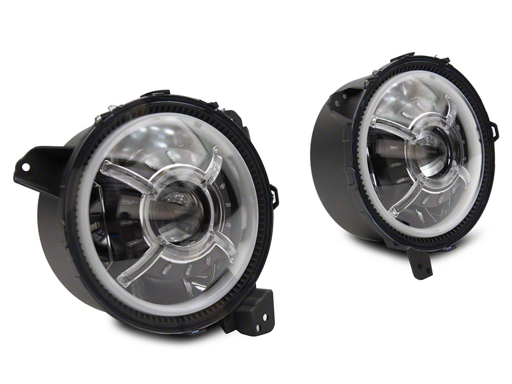 Raxiom 9-Inch LED Headlights with DRL and Halo; Black Housing; Clear Lens (18-25 Jeep Wrangler JL)