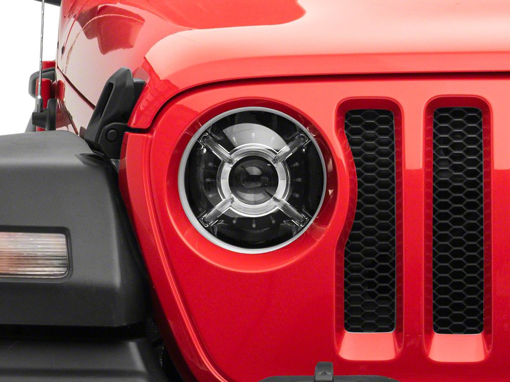 Raxiom 9-Inch LED Headlights with DRL and Halo; Black Housing; Clear Lens (18-25 Jeep Wrangler JL)
