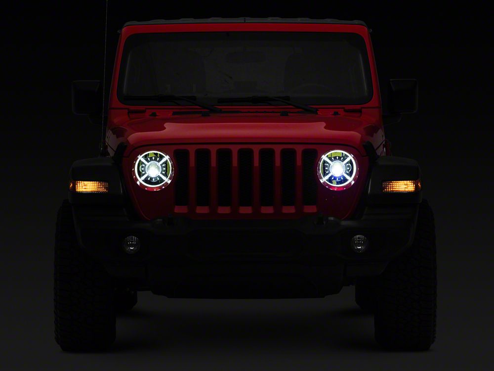 Raxiom 9-Inch LED Headlights with DRL and Halo; Black Housing; Clear Lens (18-25 Jeep Wrangler JL)