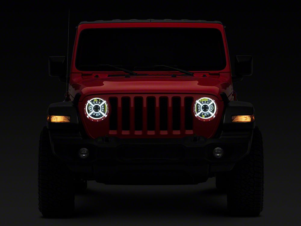 Raxiom 9-Inch LED Headlights with DRL and Halo; Black Housing; Clear Lens (18-25 Jeep Wrangler JL)