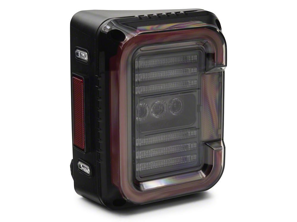 Raxiom Axial Series LED Halo Tail Lights; Black Housing; Dark Smoked Lens (07-18 Jeep Wrangler JK)