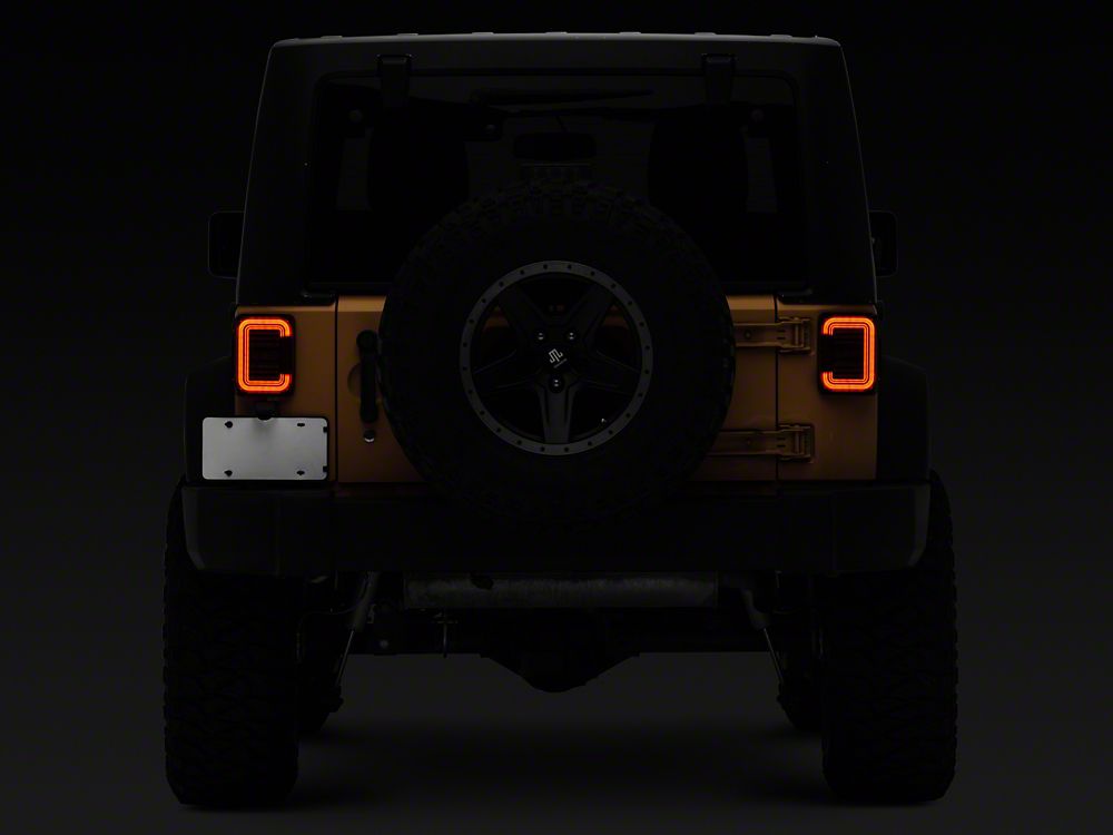 Raxiom Axial Series LED Halo Tail Lights; Black Housing; Dark Smoked Lens (07-18 Jeep Wrangler JK)
