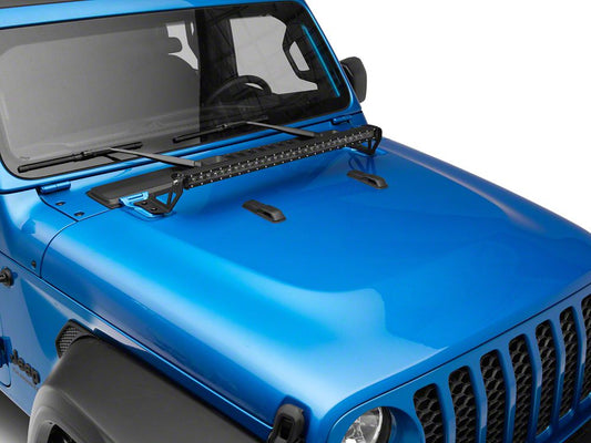 Raxiom Axial Series 30-Inch Single Row LED Light Bar with Hood Mounting Brackets (18-25 Jeep Wrangler JL)