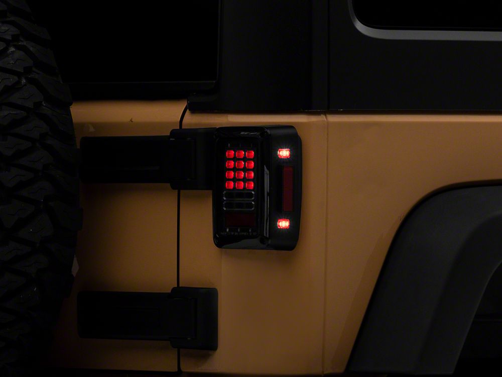Raxiom Axial Series LED Tail Lights; Black Housing; Clear Lens (07-18 Jeep Wrangler JK)