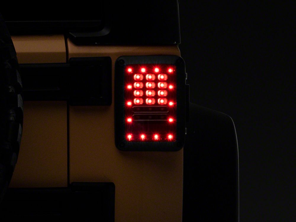 Raxiom Axial Series LED Tail Lights; Black Housing; Clear Lens (07-18 Jeep Wrangler JK)
