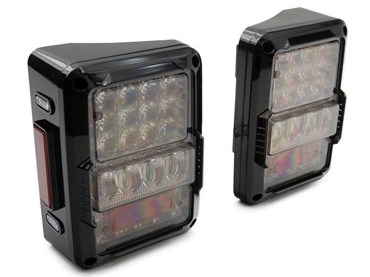 Raxiom Axial Series Lux LED Tail Lights; Black Housing; Clear Lens (07-18 Jeep Wrangler JK)