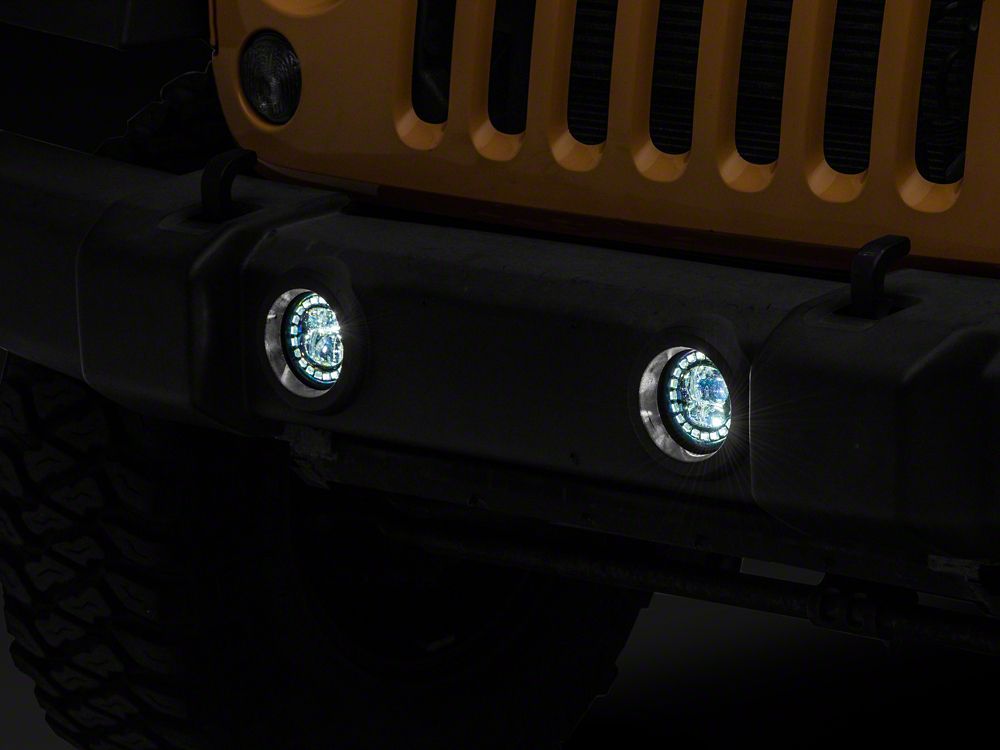 Raxiom Axial Series Nighthawk LED Fog Lights (07-18 Jeep Wrangler JK; 18-25 Jeep Wrangler JL Sahara, Rubicon w/ Plastic Bumper)