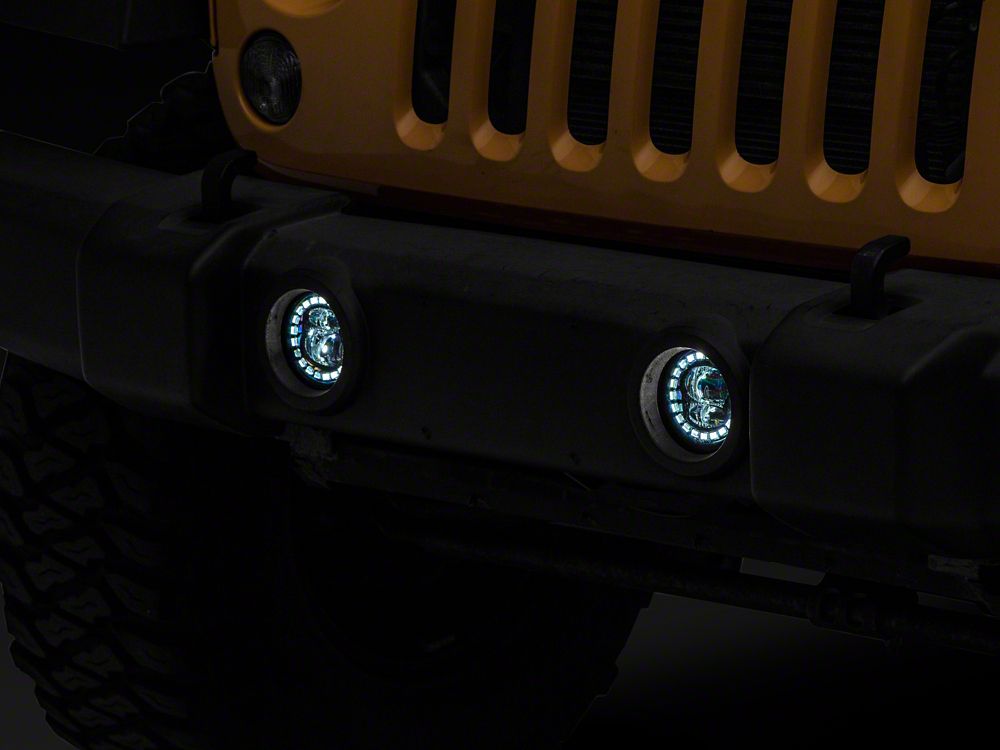 Raxiom Axial Series Nighthawk LED Fog Lights (07-18 Jeep Wrangler JK; 18-25 Jeep Wrangler JL Sahara, Rubicon w/ Plastic Bumper)
