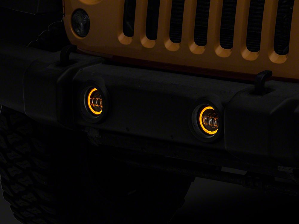 Raxiom Axial Series Halo LED Fog Lights; Amber (07-18 Jeep Wrangler JK)