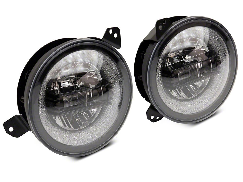 Raxiom Axial Series 9-Inch LED Headlights with RGB Halo; Black Housing; Clear Lens (18-25 Jeep Wrangler JL)