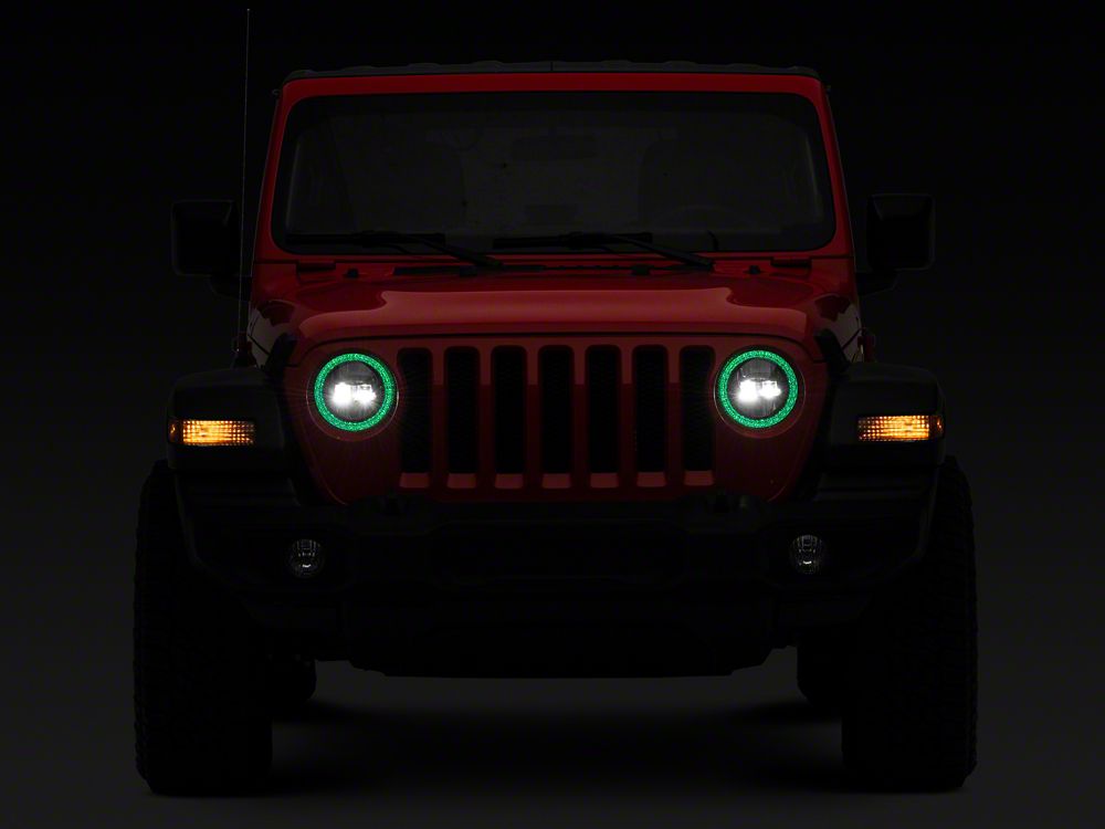 Raxiom Axial Series 9-Inch LED Headlights with RGB Halo; Black Housing; Clear Lens (18-25 Jeep Wrangler JL)