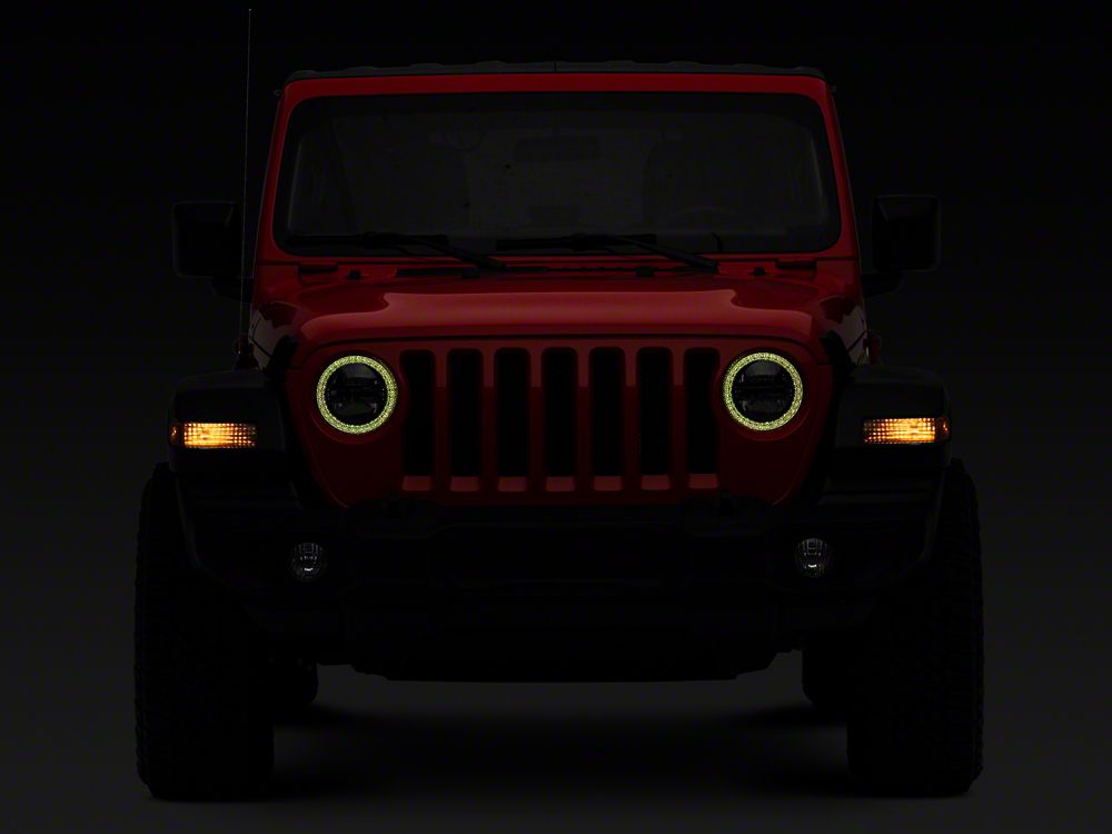 Raxiom Axial Series 9-Inch LED Headlights with RGB Halo; Black Housing; Clear Lens (18-25 Jeep Wrangler JL)
