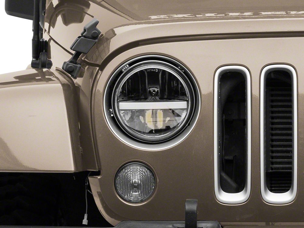 Raxiom Axial Series 7-Inch LED Headlights with DRL and Signal Function; Black Housing; Clear Lens (97-18 Jeep Wrangler TJ & JK)