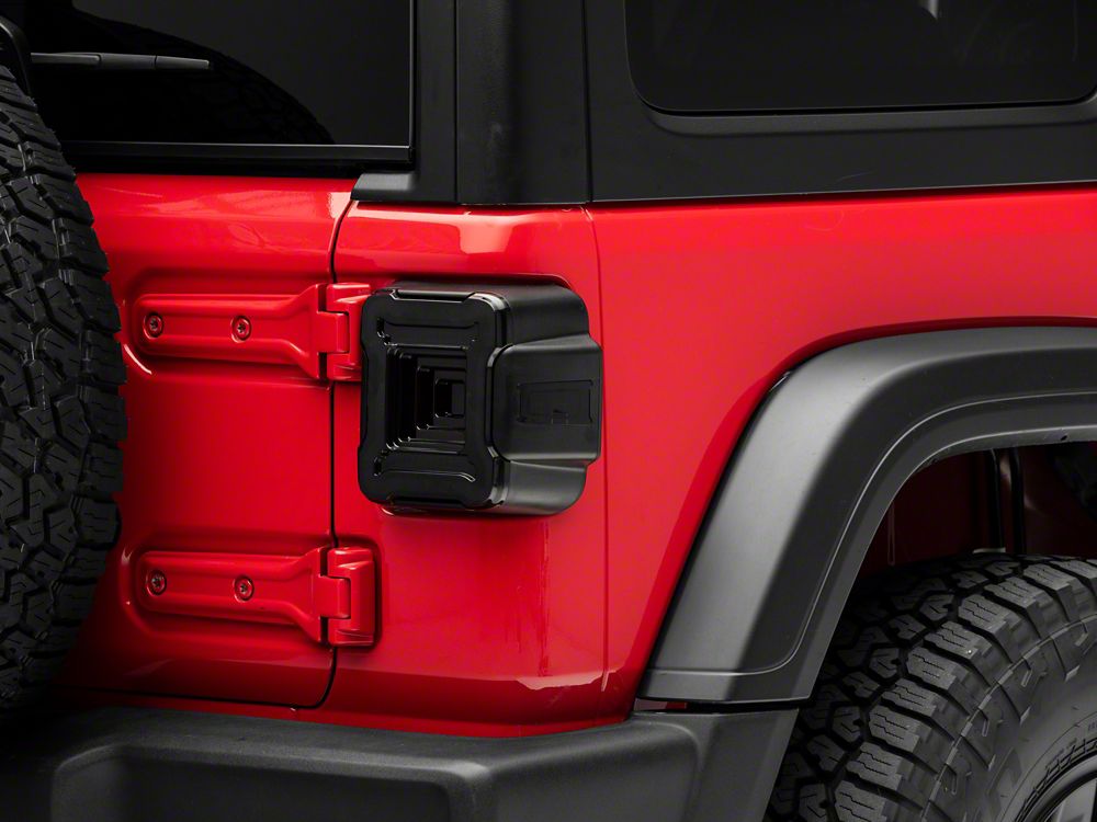 Raxiom Axial Series Plateau LED Tail Lights; Black Housing; Smoked Lens (18-25 Jeep Wrangler JL w/o Blind Spot Detection)