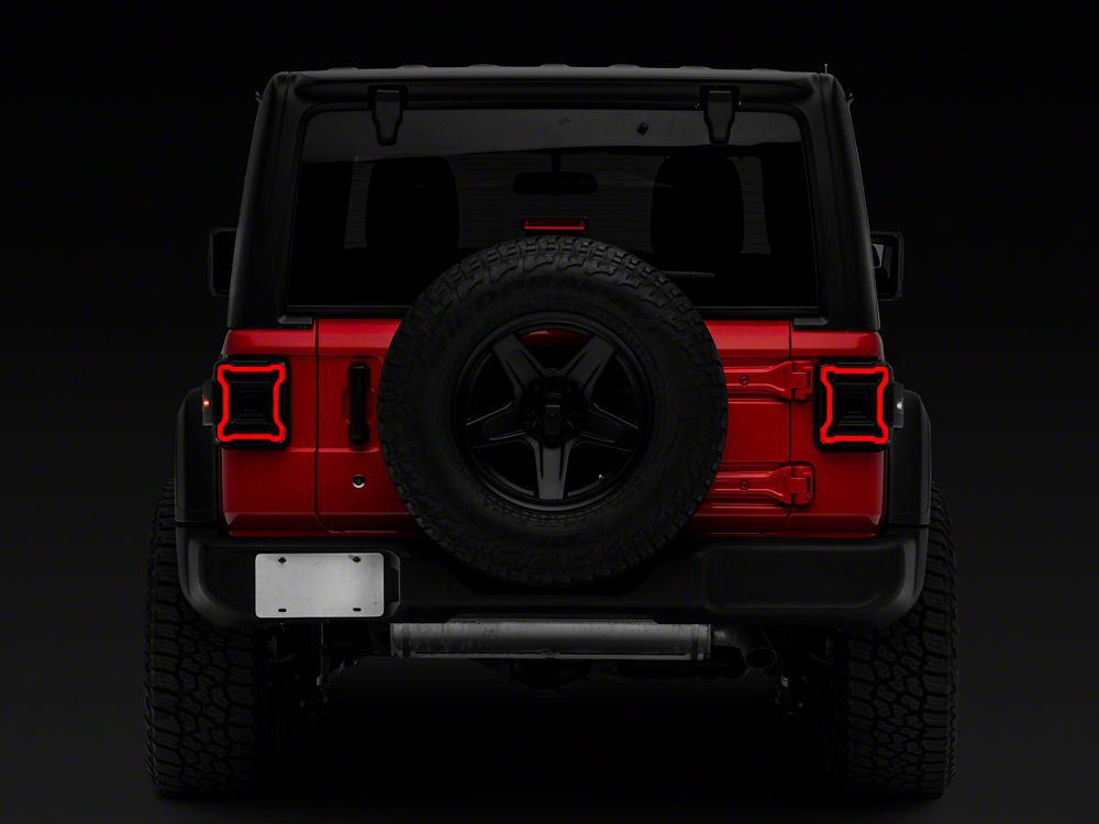 Raxiom Axial Series Plateau LED Tail Lights; Black Housing; Smoked Lens (18-25 Jeep Wrangler JL w/o Blind Spot Detection)