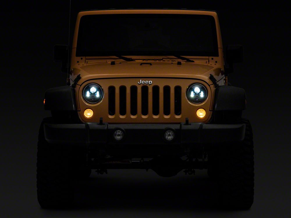 Raxiom 7-Inch LED Headlights; Black Housing; Clear Lens (07-18 Jeep Wrangler JK)