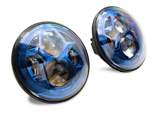 Raxiom 7-Inch LED Headlights; Blue Housing; Clear Lens (07-18 Jeep Wrangler JK)