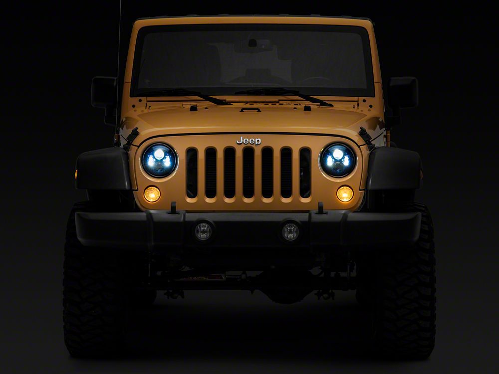 Raxiom 7-Inch LED Headlights; Blue Housing; Clear Lens (07-18 Jeep Wrangler JK)