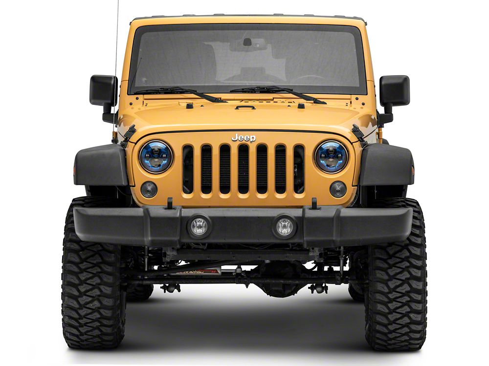 Raxiom 7-Inch LED Headlights; Blue Housing; Clear Lens (07-18 Jeep Wrangler JK)